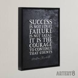 "Artery8 Winston Churchill Slate Quote Framed Canvas Wall Art Print in Grey - Size: W12"" x H16""" - thumbnail 2