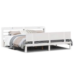 Berkfield Home Bed Frame with Headboard without Mattress White 180x200 cm Super King - thumbnail 2