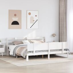 Berkfield Home Bed Frame with Headboard without Mattress White 180x200 cm Super King - thumbnail 1