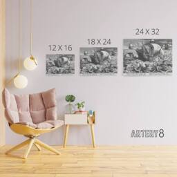 "Artery8 Collaert Sea Monsters Around A Ship Canvas Wall Art Print in Grey - Size: W18"" x H24""" - thumbnail 4
