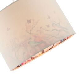 Happy Homewares Cream Linen Fabric Lamp Shade with Inner Cotton Colourful Floral Print - Size: 12 inches - thumbnail 3