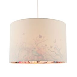 Happy Homewares Cream Linen Fabric Lamp Shade with Inner Cotton Colourful Floral Print - Size: 12 inches - thumbnail 2