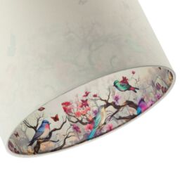 Happy Homewares Cream Linen Fabric Lamp Shade with Inner Cotton Colourful Floral Print - Size: 12 inches - thumbnail 5