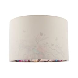 Happy Homewares Cream Linen Fabric Lamp Shade with Inner Cotton Colourful Floral Print - Size: 12 inches - thumbnail 1
