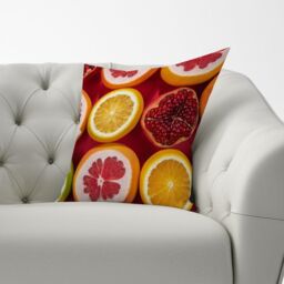 Warren Reed - Designer Citrus & Pomegranate Cushions in Red - Size: 60 cm x 60 cm - thumbnail 3