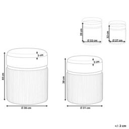 Wyld and Coco Off-White Velvet Pouffe Set of 2 with Metal Bands and Hidden Storage in White - thumbnail 4