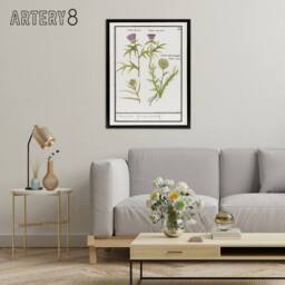 "Artery8 Thistle & Artichoke Flowers de Boodt Framed Canvas Wall Art Print in White - Size: W12"" x H16""" - thumbnail 3