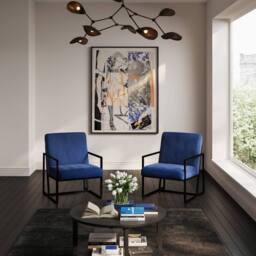 Lemon Pavilion Furniture Chance Chair - Velvet/Metal - Oxford Blue - Partially Assembled - thumbnail 6