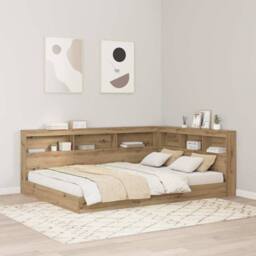 Berkfield Home Storage Headboard with Shelf Artisan oak 140 cm Engineered wood in Brown - thumbnail 2
