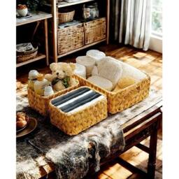 KORVIXA Natural Set of 3 Decorative Wicker Baskets - Size: 900mm - thumbnail 3