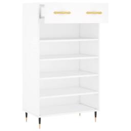 Berkfield Home Shoe Cabinet White 60x35x105 cm Engineered Wood - Size: 60 x 35 x 105 cm - thumbnail 5