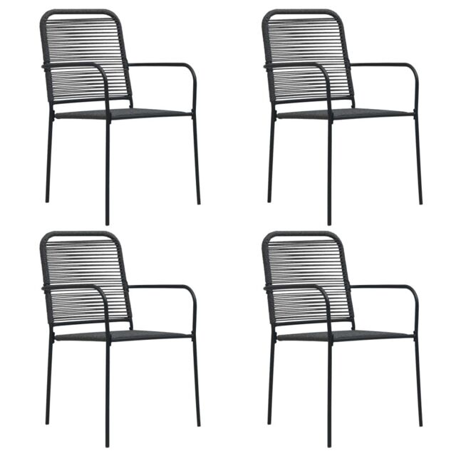 Berkfield Home Garden Chairs 4 pcs Cotton Rope & Steel Black - image 1