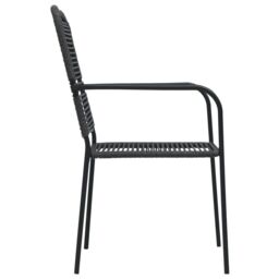 Berkfield Home Garden Chairs 4 pcs Cotton Rope & Steel Black - thumbnail 4