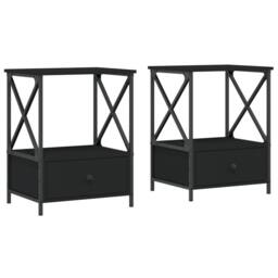 Berkfield Home Durable Bedside Tables 2 pcs Black 50x41x65 cm Engineered Wood - Size: 50 x 41 x 65 cm - thumbnail 3