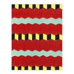 "Artery8 Shima Zig Zag Textile Patterns Vintage Japan Wall Art Print Korin in Red - Size: W24"" x H32""" - thumbnail 1