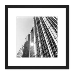 Artery8 Woolworth Building Manhattan New York Berenice Abbott 8X8 Inch Square Wooden Framed Wall Art Print Picture with Mount in Black - thumbnail 1