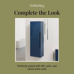 Balterley Fluted Front Wall Hung Single Door Tall Storage Unit, Black, 400mm in Blue - thumbnail 7