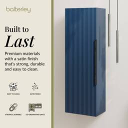 Balterley Fluted Front Wall Hung Single Door Tall Storage Unit, Black, 400mm in Blue - thumbnail 2