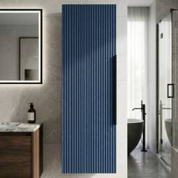 Balterley Fluted Front Wall Hung Single Door Tall Storage Unit, Black, 400mm in Blue - thumbnail 8