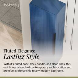 Balterley Fluted Front Wall Hung Single Door Tall Storage Unit, Black, 400mm in Blue - thumbnail 4