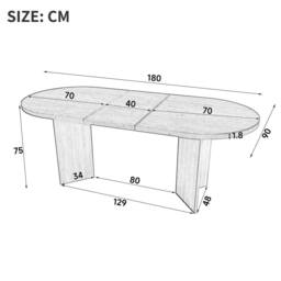 ModernLuxe Modern oval dining table 180x90cm for 6-8 people with pedestal base in Walnut - Size: 180x90 cm - thumbnail 7