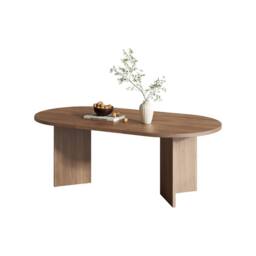 ModernLuxe Modern oval dining table 180x90cm for 6-8 people with pedestal base in Walnut - Size: 180x90 cm - thumbnail 9