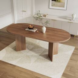 ModernLuxe Modern oval dining table 180x90cm for 6-8 people with pedestal base in Walnut - Size: 180x90 cm - thumbnail 6