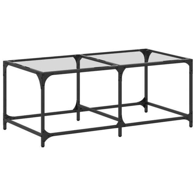 Berkfield Home Coffee Table with Transparent Glass Top 98.5x50x40 cm Steel - image 1