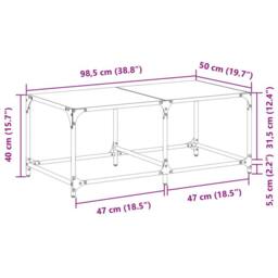 Berkfield Home Coffee Table with Transparent Glass Top 98.5x50x40 cm Steel - thumbnail 9