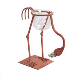 KDMD Hydroponic Home Decor - Pink Metal Flamingo Des 3 in Maroon