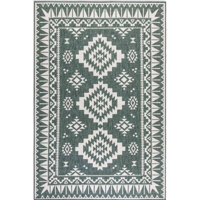 THE RUGS Dynamic Reversible Indoor & Outdoor Rug Polypropylene Oriental Rug in Green - Size: 200 cm x 290 cm - image 1