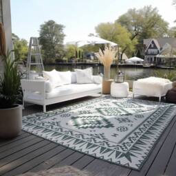 THE RUGS Dynamic Reversible Indoor & Outdoor Rug Polypropylene Oriental Rug in Green - Size: 200 cm x 290 cm - thumbnail 8