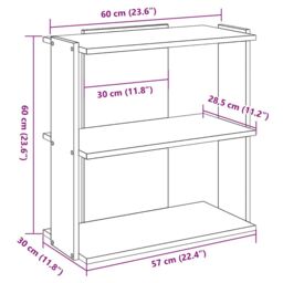 Berkfield Home Bookcase 3-Tier Grey Sonoma 60x30x60 cm Engineered Wood - Size: 60 x 30 x 60 cm - thumbnail 9