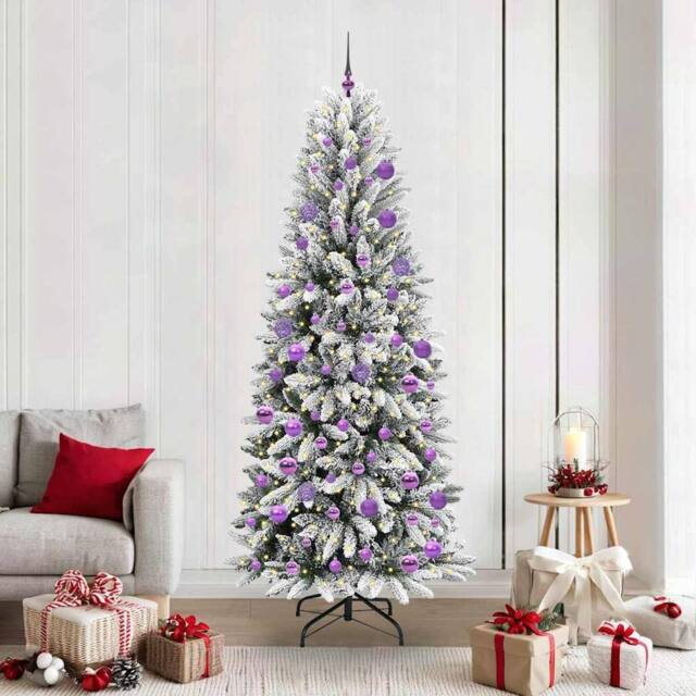 Berkfield Home Artificial Christmas Tree with 300 LEDs White 78 x 78 x 210 cm - image 1