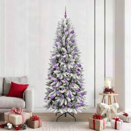 Berkfield Home Artificial Christmas Tree with 300 LEDs White 78 x 78 x 210 cm - thumbnail 1