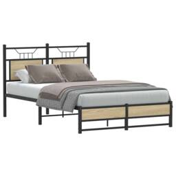 Berkfield Home Bed Frame without Mattress Sonoma Oak 120x200 cm Engineered Wood in Brown - Size: Small Double - thumbnail 1