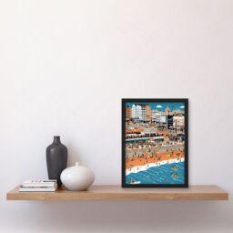 Artery8 Brighton Beach & Palace Pier Modern Abstract Artwork Framed Wall Art Print A4 in Black - thumbnail 2