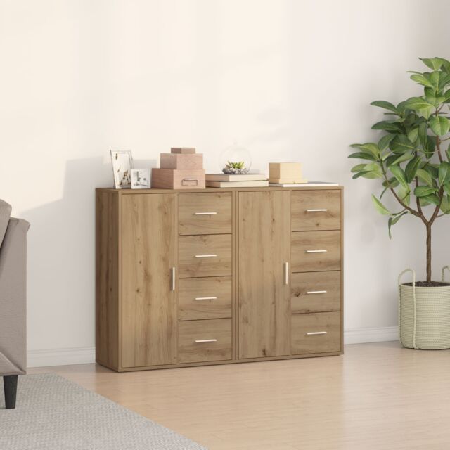 Berkfield Home Sideboard Set of 2 Artisan Oak MDF, Particle board Large Buffet in Brown - image 1