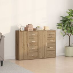 Berkfield Home Sideboard Set of 2 Artisan Oak MDF, Particle board Large Buffet in Brown
