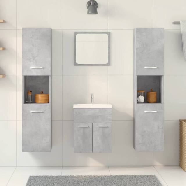 Berkfield Home Practical 5 Piece Bathroom Furniture Set Concrete Grey Engineered Wood - image 1