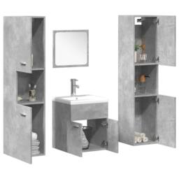 Berkfield Home Practical 5 Piece Bathroom Furniture Set Concrete Grey Engineered Wood - thumbnail 2
