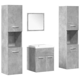 Berkfield Home Practical 5 Piece Bathroom Furniture Set Concrete Grey Engineered Wood - thumbnail 3