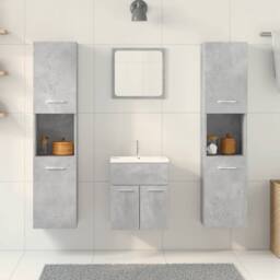 Berkfield Home Practical 5 Piece Bathroom Furniture Set Concrete Grey Engineered Wood - thumbnail 1
