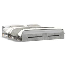 Berkfield Home Bed Frame with Drawers without Mattress Concrete Grey 200x200 cm - thumbnail 2