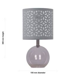 First Choice Lighting Set of 2 Buck - Clear Glass Globe Table Lamps with Grey Cut OutShade - thumbnail 3