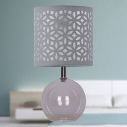 First Choice Lighting Set of 2 Buck - Clear Glass Globe Table Lamps with Grey Cut OutShade - thumbnail 5