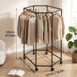 Kelvenix black Heavy-Duty Metal Hexagonal Clothes Rack - thumbnail 2