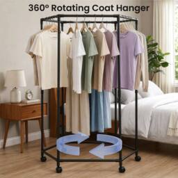 Kelvenix black Heavy-Duty Metal Hexagonal Clothes Rack - thumbnail 4