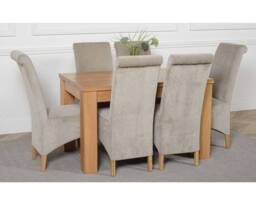 Thats Furniture Dakot 127 x 82cm Oak Small Dining Table & 6 Montana Fabric Chairs in Grey - Size: 127 x 82 cm - thumbnail 3