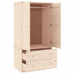 Berkfield Home Wardrobe ALTA 90x55x170 cm Solid Wood Pine in Light Tan - Size: 90 x 55 x 170 cm - thumbnail 1